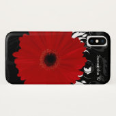 Bright Red Gerbera Daisy op zwart Case-Mate iPhone Case (Achterkant (horizontaal))