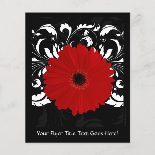 Bright Red Gerbera Daisy op zwart Flyer (Voorkant)
