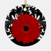Bright Red Gerbera Daisy op zwart Keramisch Ornament (Voorkant)