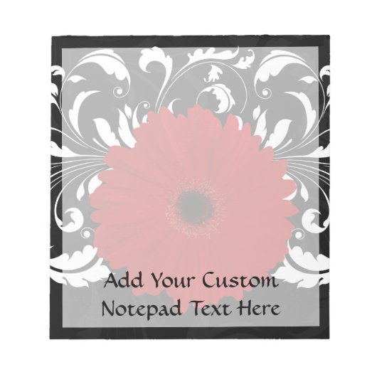 Bright Red Gerbera Daisy op zwart Notitieblok (Voorkant)