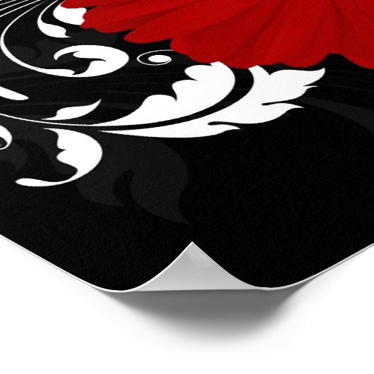 Bright Red Gerbera Daisy op zwart Poster (Hoek)