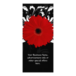 Bright Red Gerbera Daisy op zwart Reclamekaart