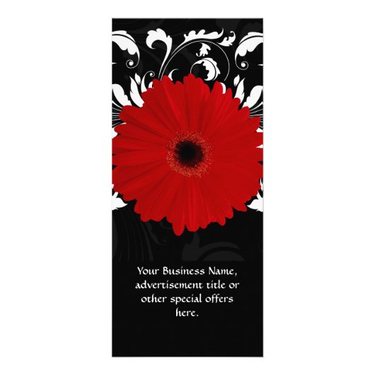 Bright Red Gerbera Daisy op zwart Reclamekaart (Voorkant)