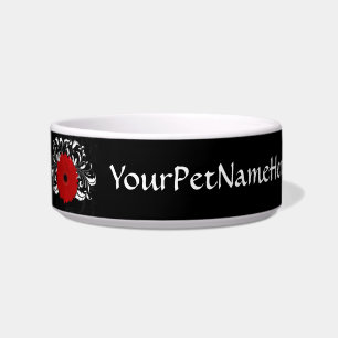 Bright Red Gerbera Daisy op zwart Voerbakje