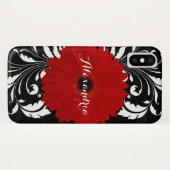 Bright Red Gerbera Daisy zwart monogram Case-Mate iPhone Case (Achterkant (horizontaal))