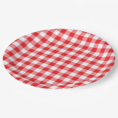 Bright Red Gingham Country Papieren Bordje (Gekanteld)