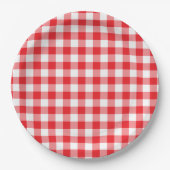 Bright Red Gingham Country Papieren Bordje (Voorkant)
