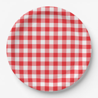 Bright Red Gingham Country Papieren Bordje