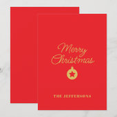 Bright Red & Gold Colors Merry Christmas Feestdagenkaart (Voorkant / Achterkant)