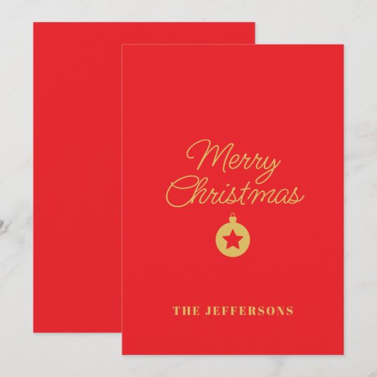 Bright Red & Gold Colors Merry Christmas Feestdagenkaart (Voorkant / Achterkant)