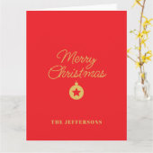 Bright Red & Gold Colors Merry Christmas Kaart (Gele Bloem)