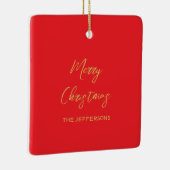 Bright Red & Gold Colors Merry Christmas Two Sided Keramisch Ornament (Rechts)