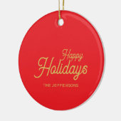 Bright Red & Gold Colors Merry Christmas Two Sided Keramisch Ornament (Links)