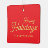 Bright Red & Gold Colors Merry Christmas Two Sided Keramisch Ornament (Links)