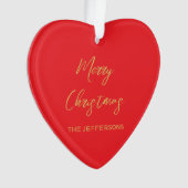 Bright Red & Gold Colors Merry Christmas Two Sided Ornament (voorkant)