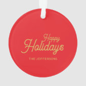 Bright Red & Gold Colors Merry Christmas Two Sided Ornament (achterkant)