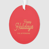 Bright Red & Gold Colors Merry Christmas Two Sided Ornament (voorkant)
