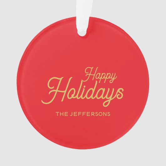 Bright Red & Gold Colors Merry Christmas Two Sided Ornament (voorkant)