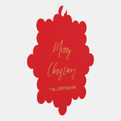Bright Red & Gold Colors Merry Christmas Two Sided Ornament Kaart (Rechts)