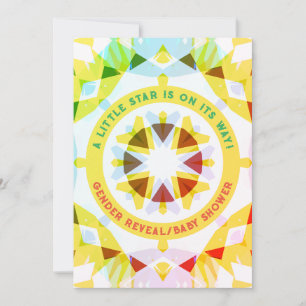 Bright Red Green Star Gender Reveal Baby shower Kaart