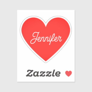Bright Red Heart Naam Handtekening Cursief Script Sticker