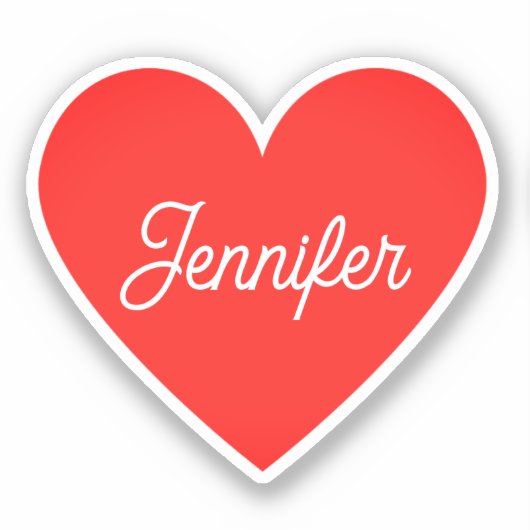 Bright Red Heart Naam Handtekening Cursief Script Sticker (Voorkant)