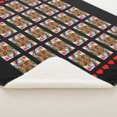 Bright Red Hearts  Queen speelkaarten Sherpa Deken (3/4)