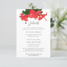 Bright Red Hibiscus Enclosure Wedding Details Kaar Informatiekaartje