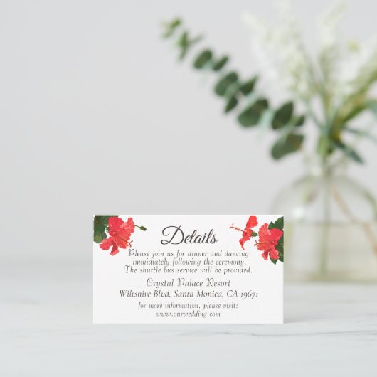 Bright Red Hibiscus Weddenschap Enclosure card Plaatskaartje (Staand voorkant)