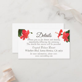 Bright Red Hibiscus Weddenschap Enclosure card Plaatskaartje