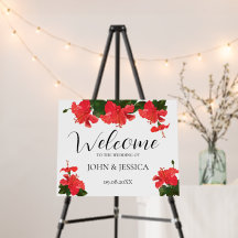 Bright Red Hibiscus Wedding welkomstteken