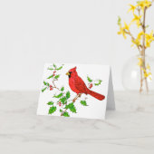 Bright Red Holiday Cardinal Kaart (Gele Bloem)