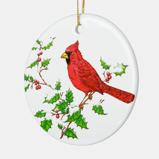 Bright Red Holiday Cardinal Keramisch Ornament (Links)