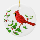 Bright Red Holiday Cardinal Keramisch Ornament (Achterkant)