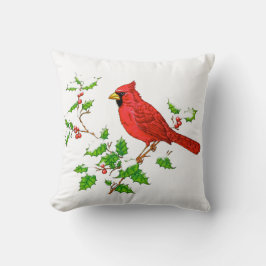 Bright Red Holiday Cardinal Kussen