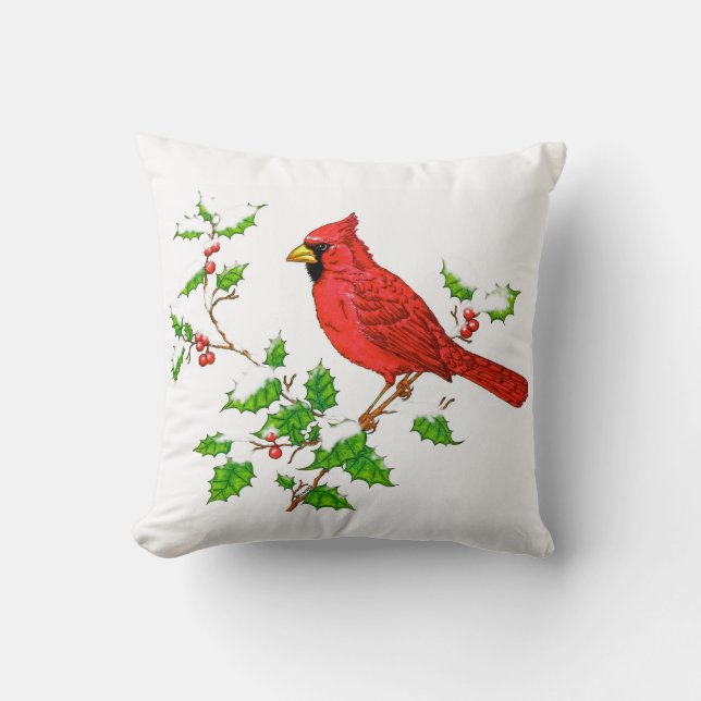 Bright Red Holiday Cardinal Kussen (Voorkant)