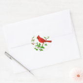 Bright Red Holiday Cardinal Ronde Sticker (Envelop)
