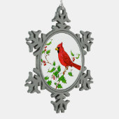 Bright Red Holiday Cardinal Tin Sneeuwvlok Ornament (Links)