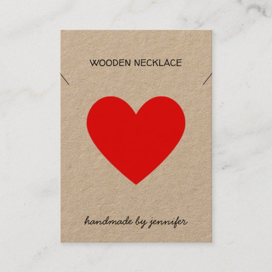 Bright Red I hou van Heart Handmade Ketting Holder Visitekaartje (Voorkant)