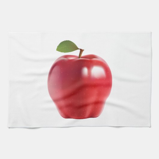 Bright Red Juicy Delicious Apple Theedoek (Horizontaal)