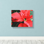 Bright Red Kerstmis Poinsettia Canvas Afdruk (Insitu (Houten vloer))