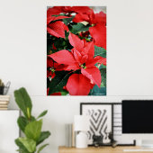 Bright Red Kerstmis Poinsettia Poster (Thuiskantoor)