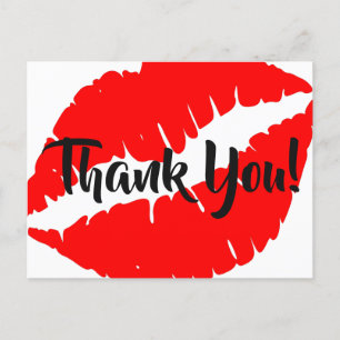 Bright Red Lipstick Big Kiss Bedankt Briefkaart