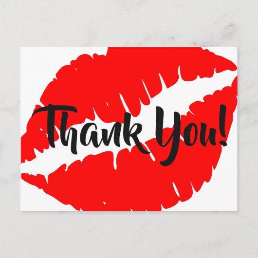 Bright Red Lipstick Big Kiss Bedankt Briefkaart (Voorkant)