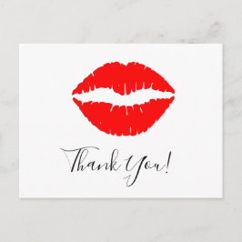 Bright Red Lipstick Kiss Bedankt Briefkaart