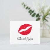 Bright Red Lipstick Kiss Elegant Bedankt Briefkaart (Staand voorkant)