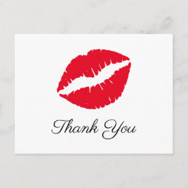 Bright Red Lipstick Kiss Elegant Bedankt Briefkaart