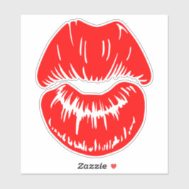 Bright Red Lipstick Kiss Mark Sticker