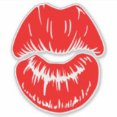 Bright Red Lipstick Kiss Mark Sticker (Voorkant)
