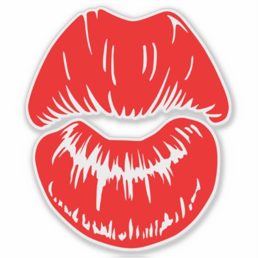 Bright Red Lipstick Kiss Mark Sticker (Voorkant)